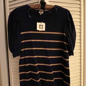 Anne Klein Navy and Tan Top